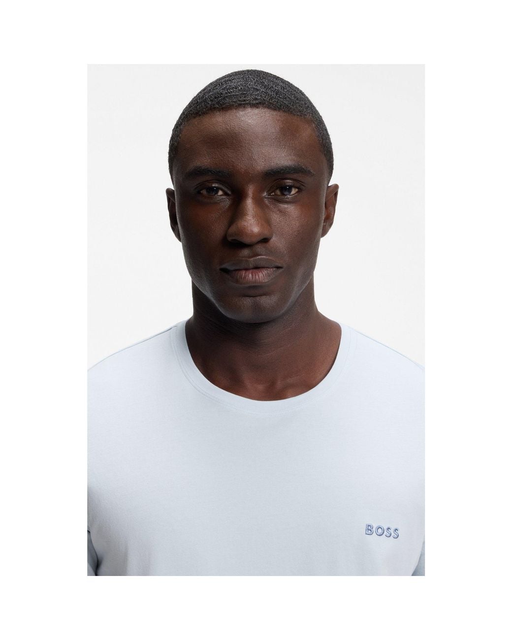 Boss Blue Stretch-Cotton T-Shirt for men