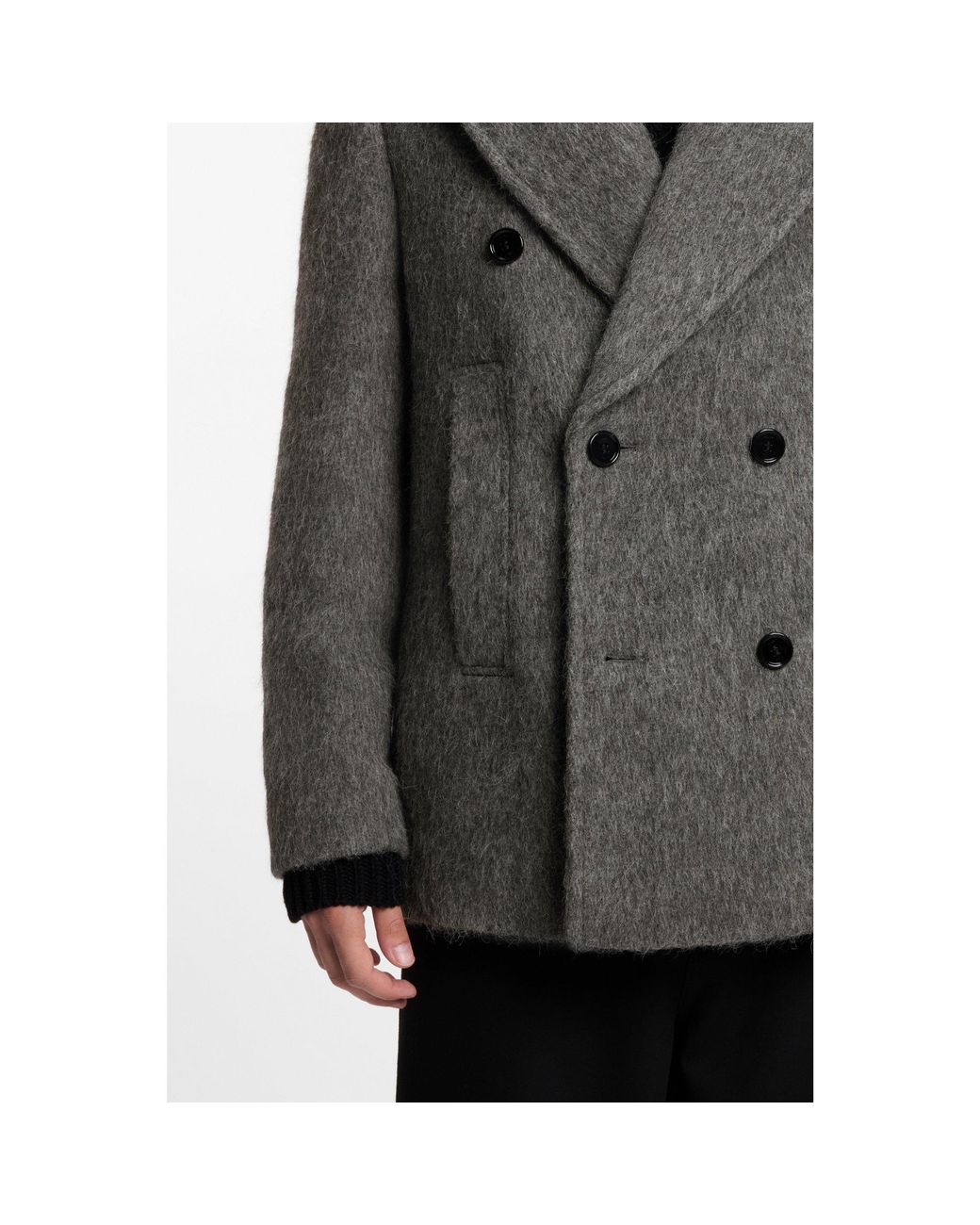 HUGO Gray Double-Breasted Short Coat for men