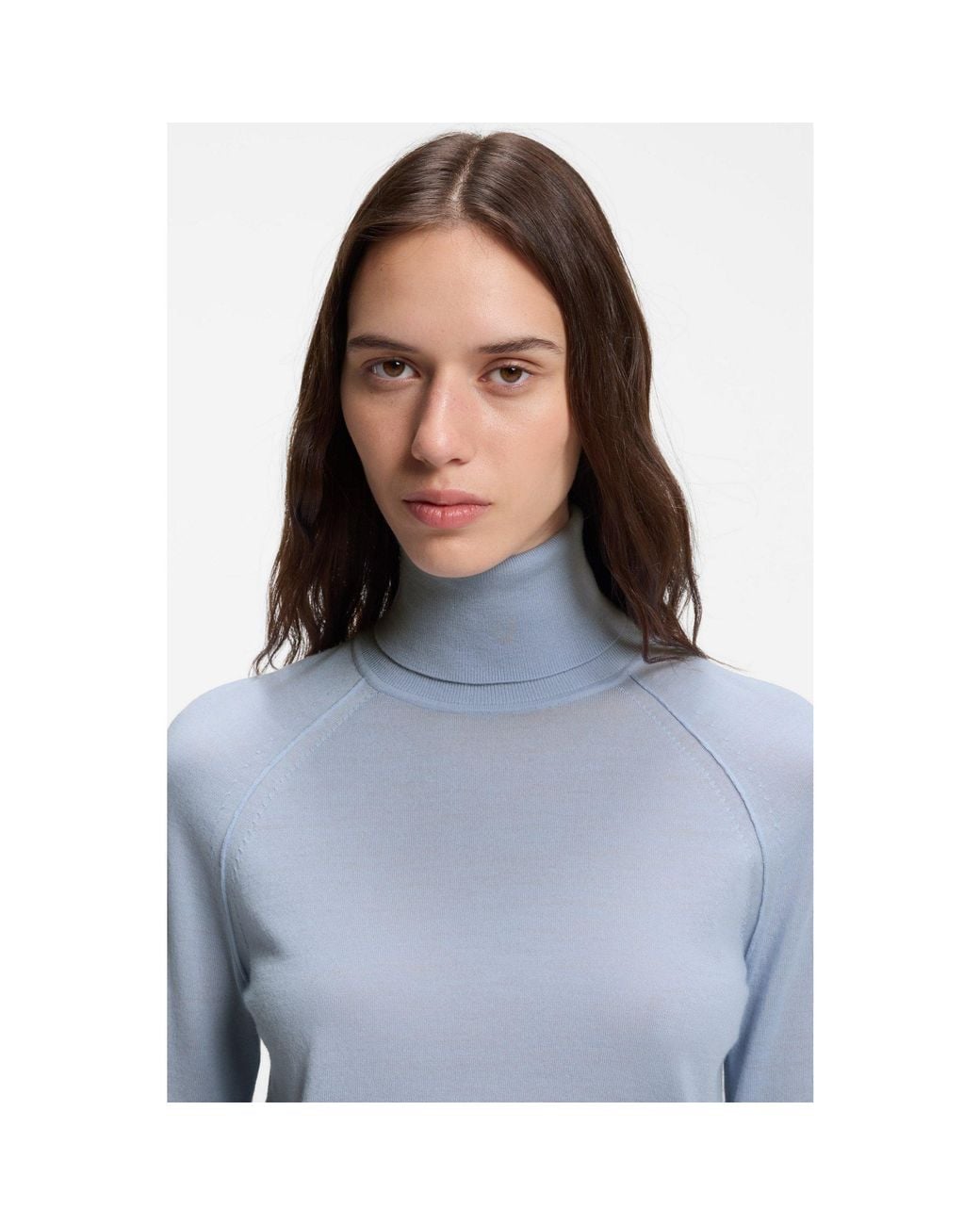 Boss Blue Slim-Fit Rollneck Sweater