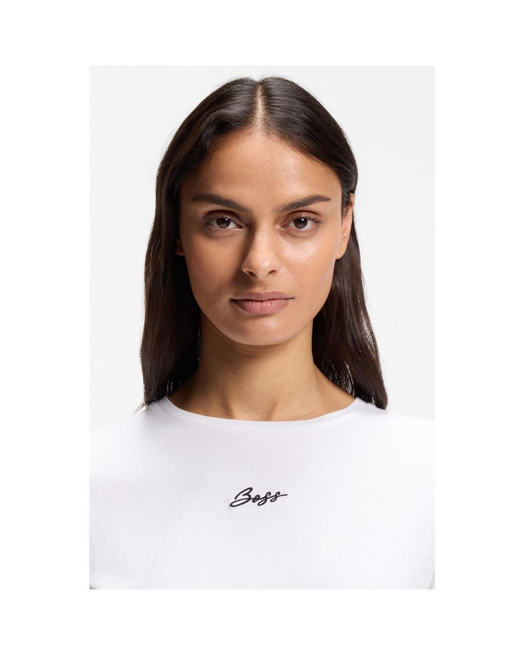 Boss White Slim-Fit Cotton T-Shirt