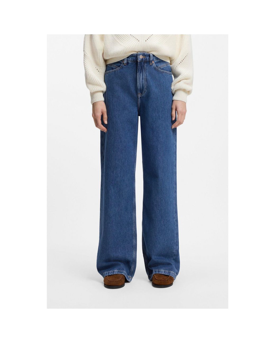 Boss Blue Regular-Fit Jeans With Wide Leg