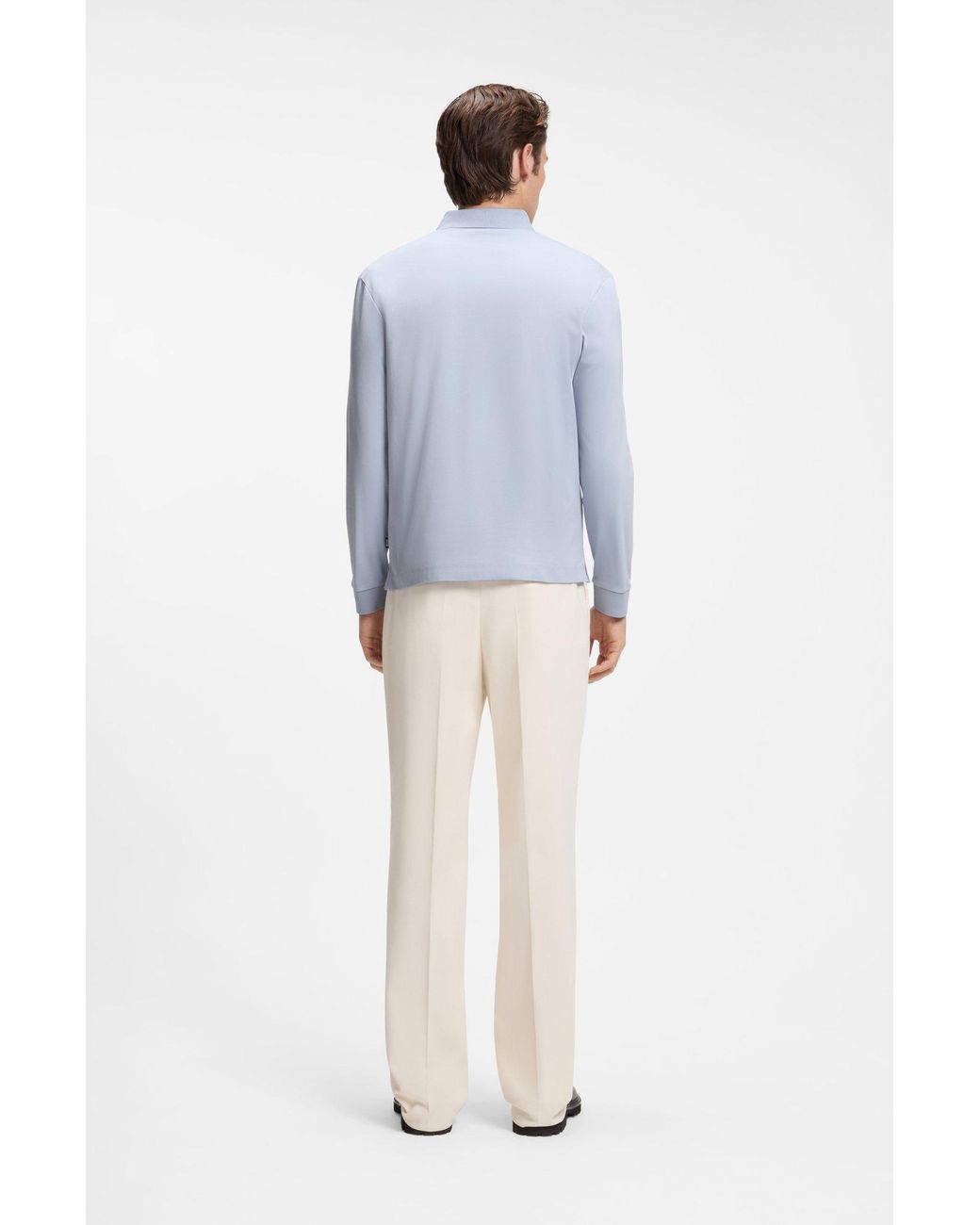 Boss Poloshirt Met Lange Mouwen in het Blue voor heren