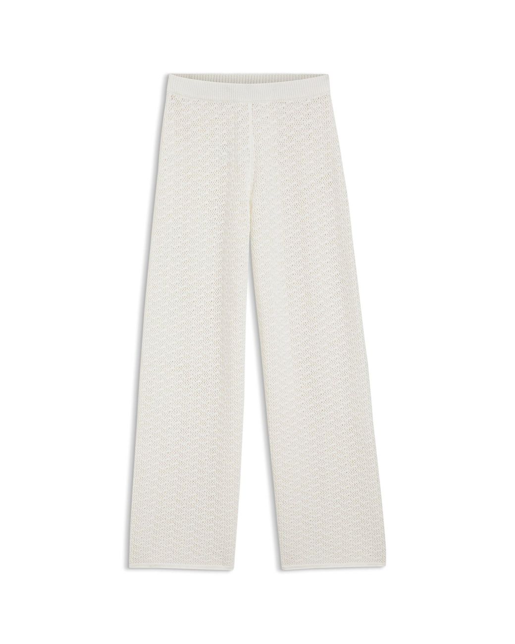 Boss White Cotton Trousers With Micro-Lace Structure
