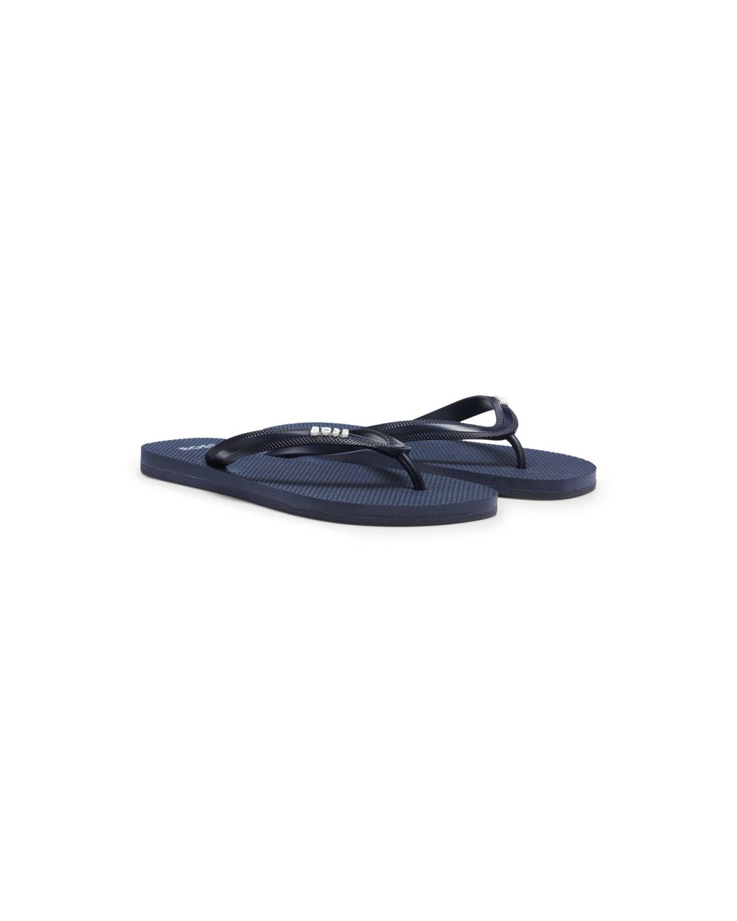 Boss Blue Italian-Made Flip-Flops With Contrast Logo Detail for men