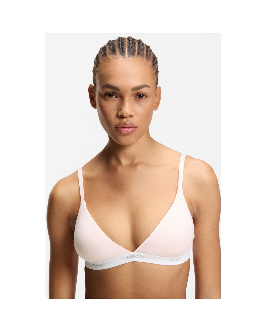 HUGO Pink Stretch-Cotton Triangle Bra
