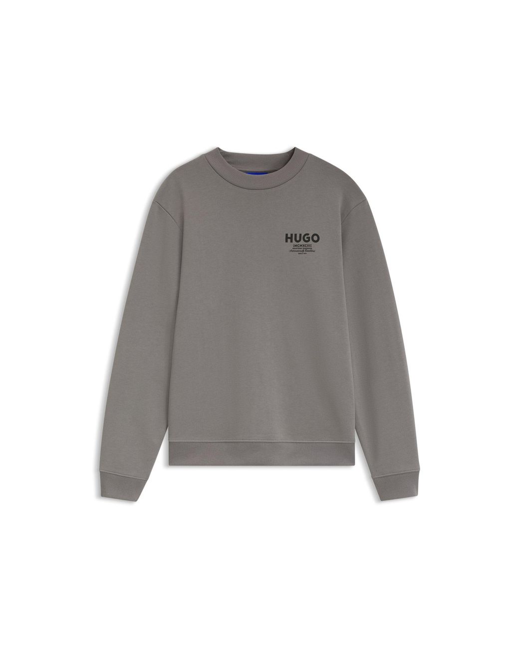 HUGO Gray Cotton-Terry Sweatshirt for men