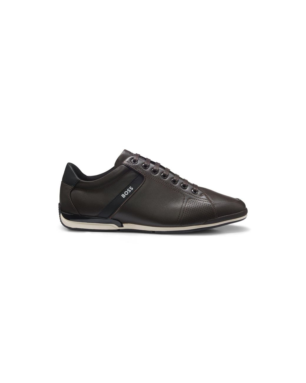Boss Black Leather Trainers With Odour-Control Lining for men