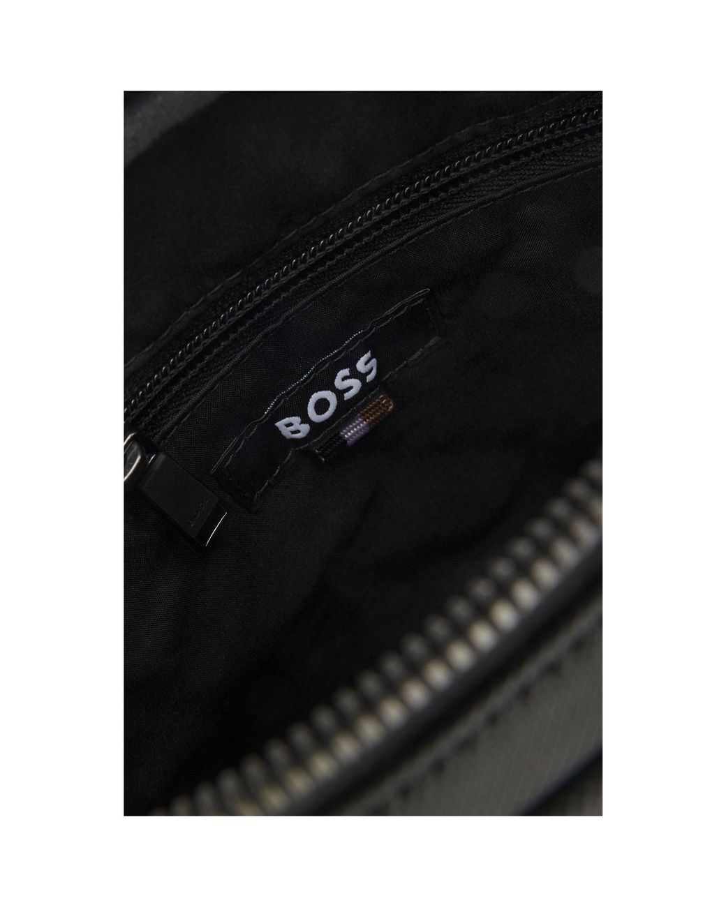 Boss Black Textured Reporter Bag With Tonal Logo for men