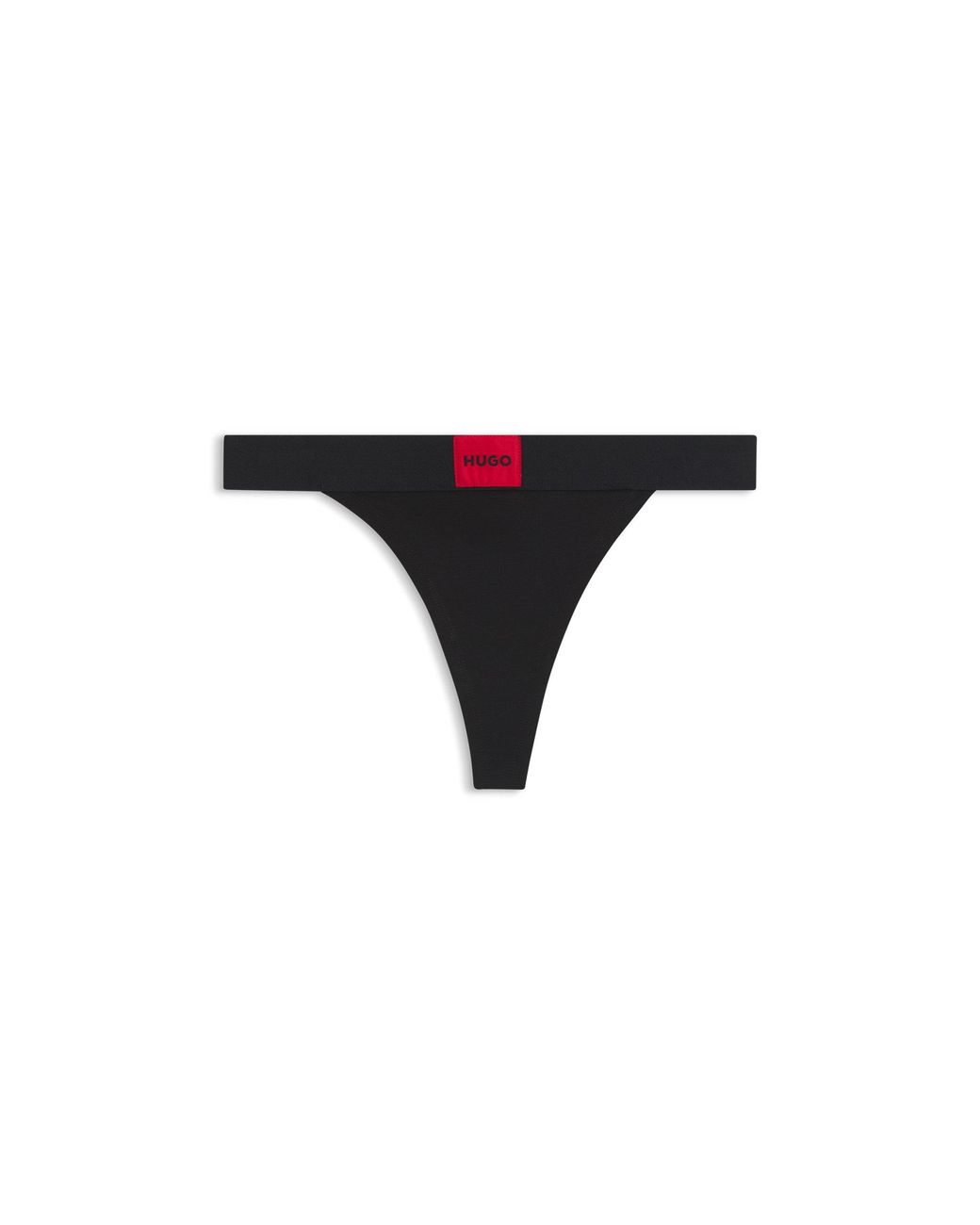 HUGO Black Stretch-Cotton Triangle Bra With Logo