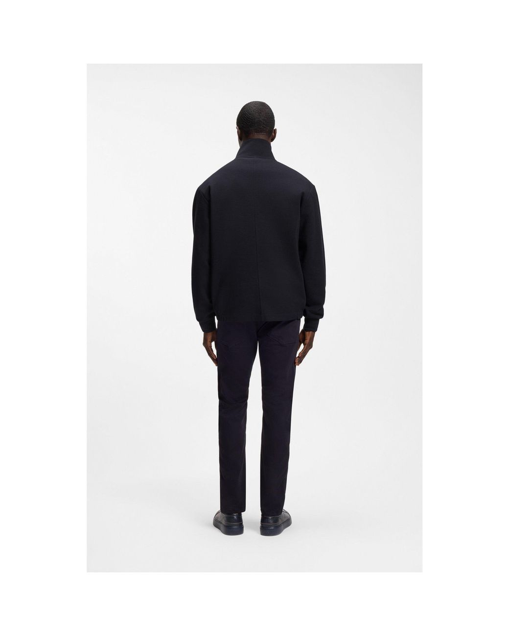 Boss Black Cotton And Wool-Blend Zip-Up Sweatshirt for men
