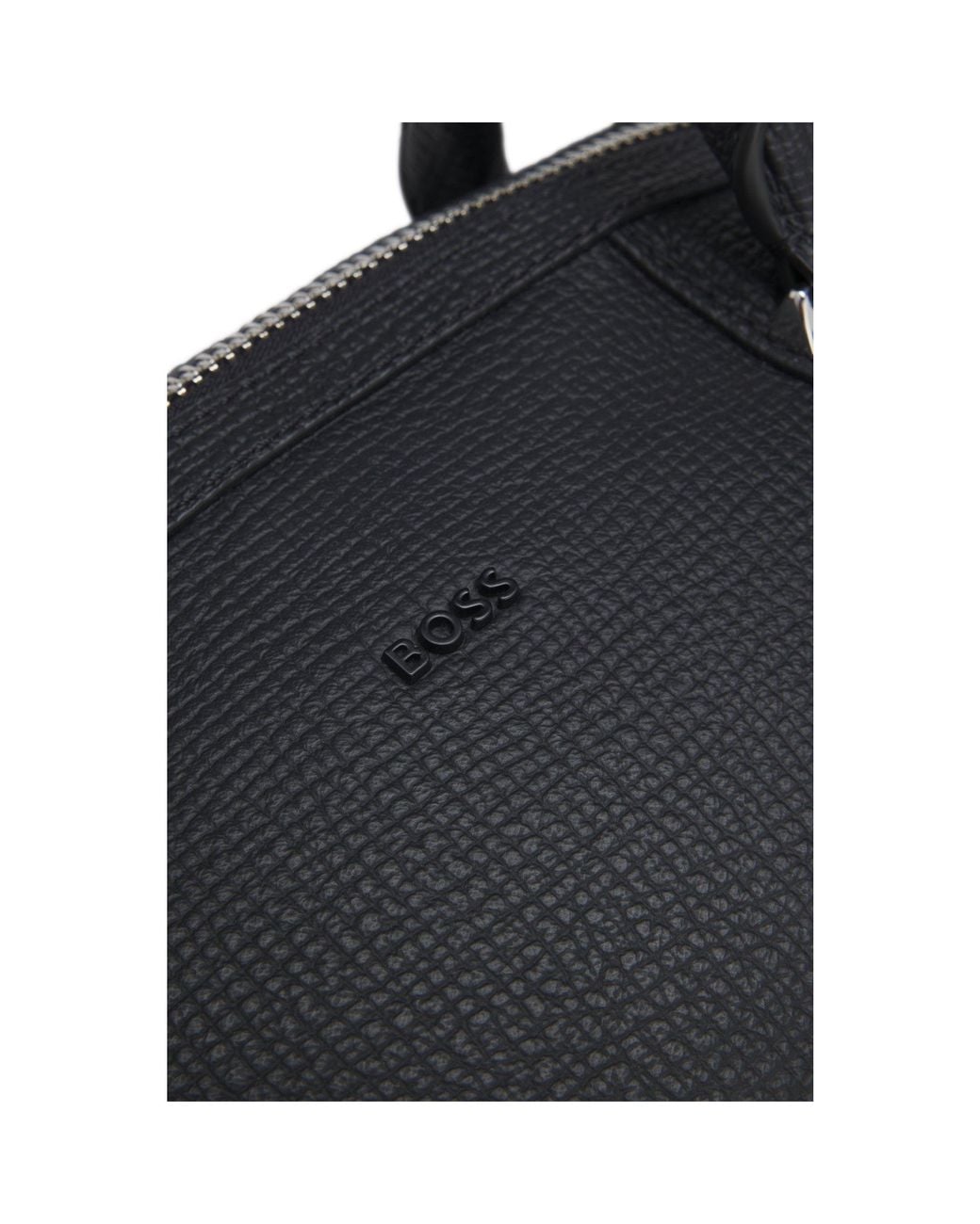 Boss Black Leather Holdall With Detachable Shoulder Strap for men