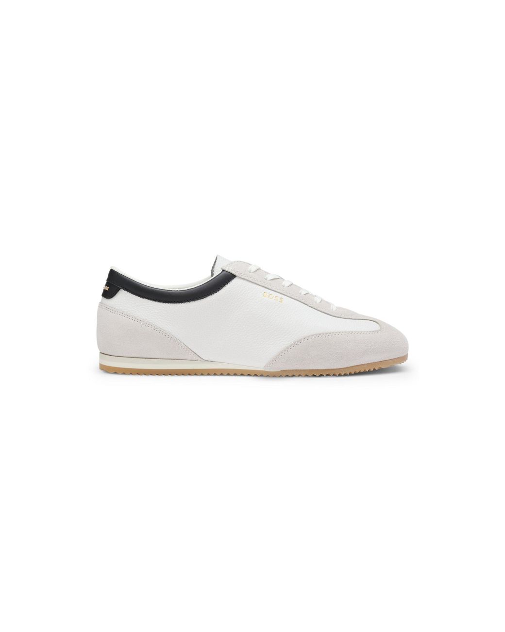 Boss White Leather Trainers With Suede Trims for men