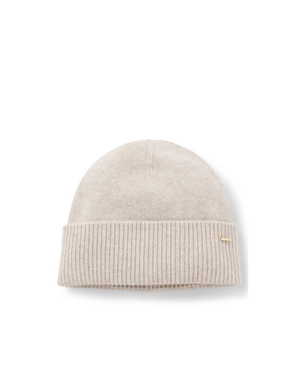 Boss Natural Cashmere Beanie Hat With Metallic Logo Trim