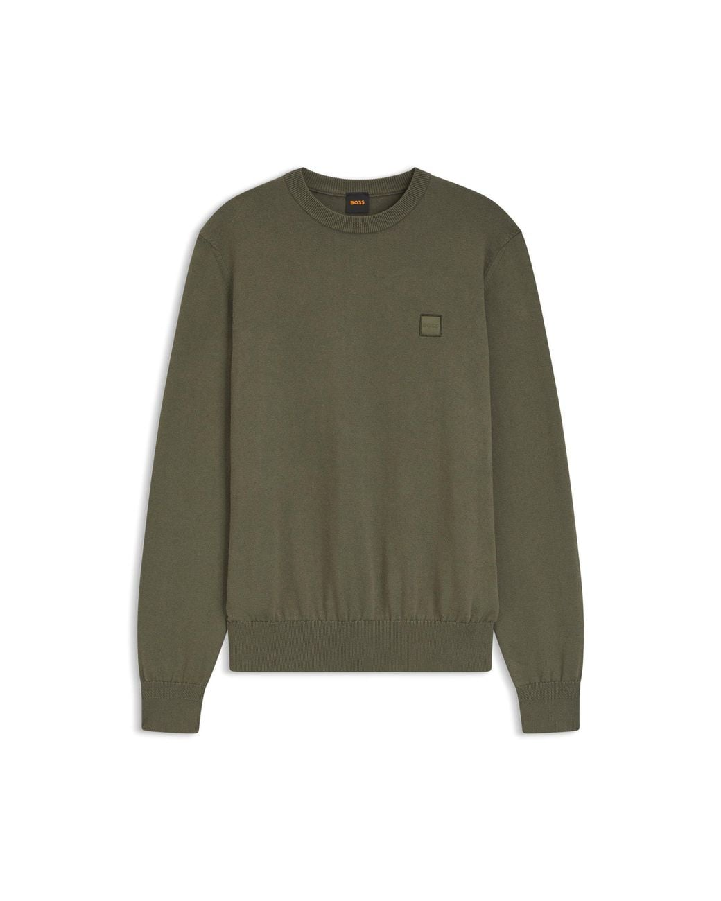 Boss Green Cotton-Blend Sweater With Logo Patch for men