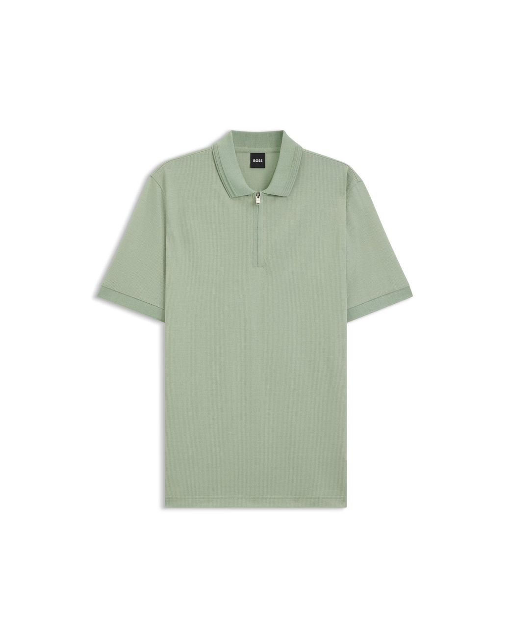 Boss Green Cotton-Blend Polo Shirt With Zip Placket for men