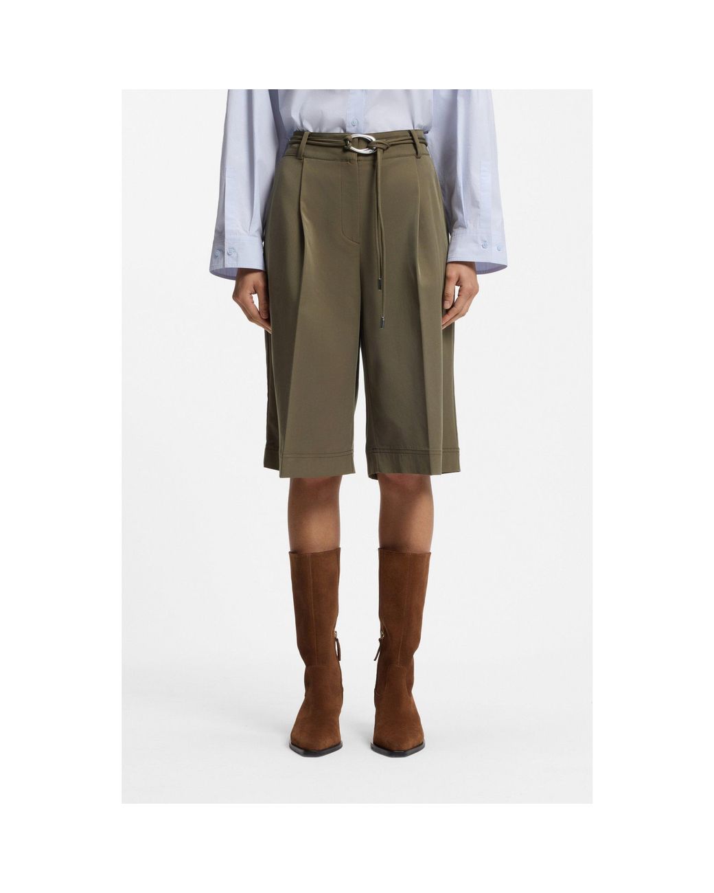 Boss Green Relaxed-Fit Shorts With Buckled Belt
