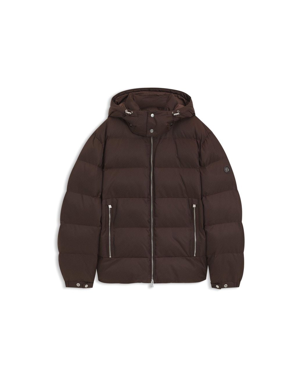 Boss Brown Water-Repellent Padded Jacket With Micro-Monogram Jacquard for men