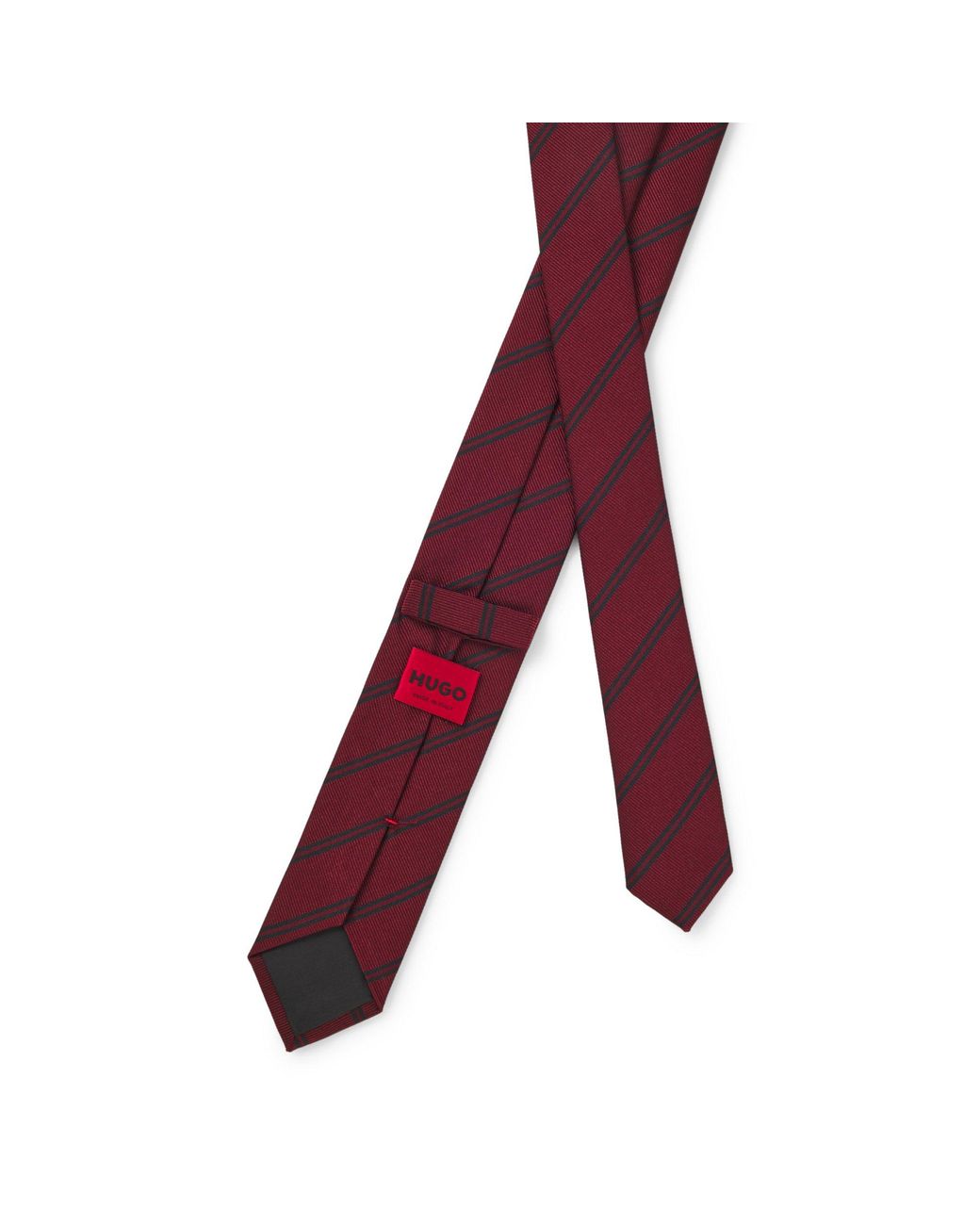 HUGO Purple Modern Silk-Blend Tie With A Stripe Motif for men