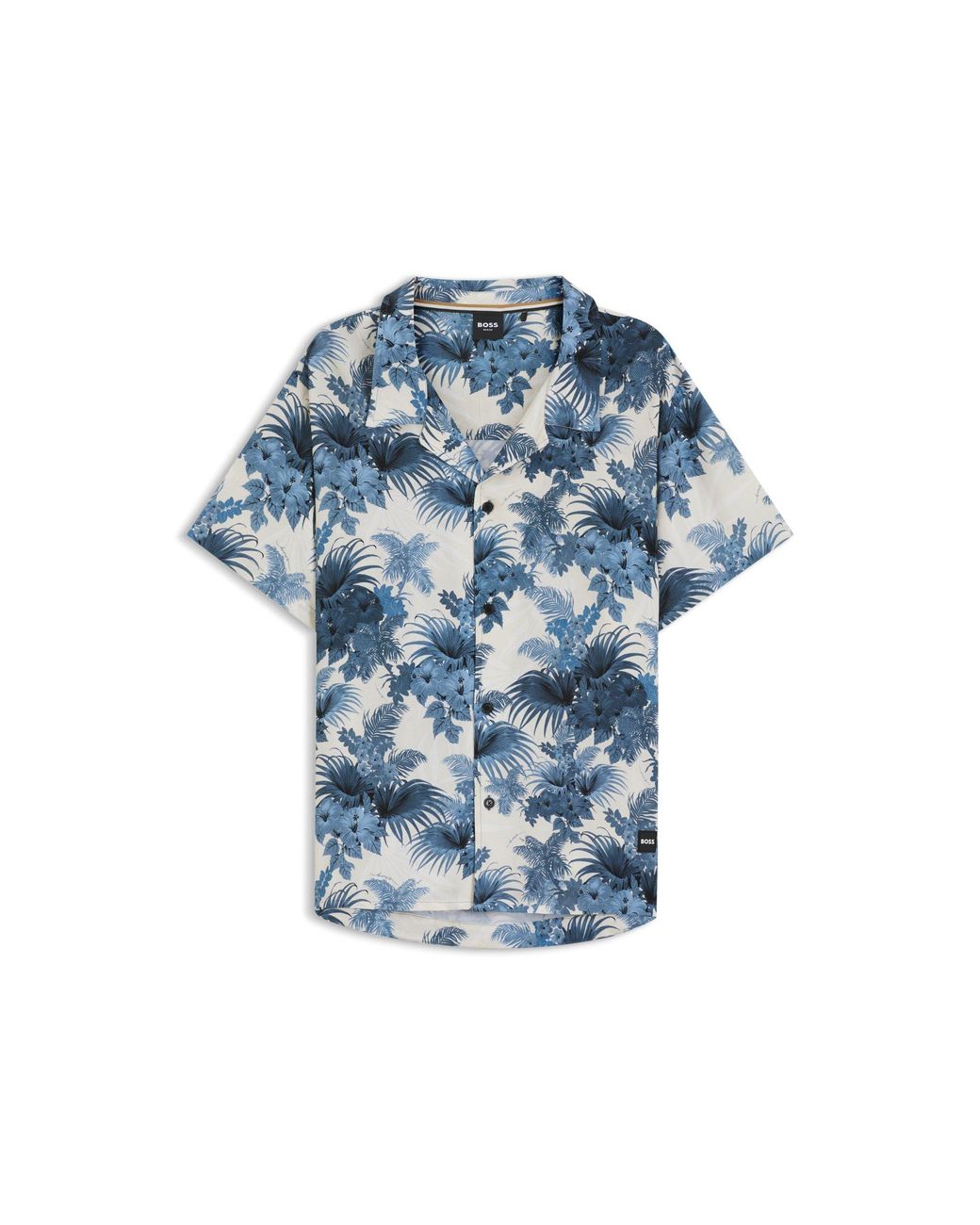 Boss Blue Regular-Fit Shirt With All-Over Print for men