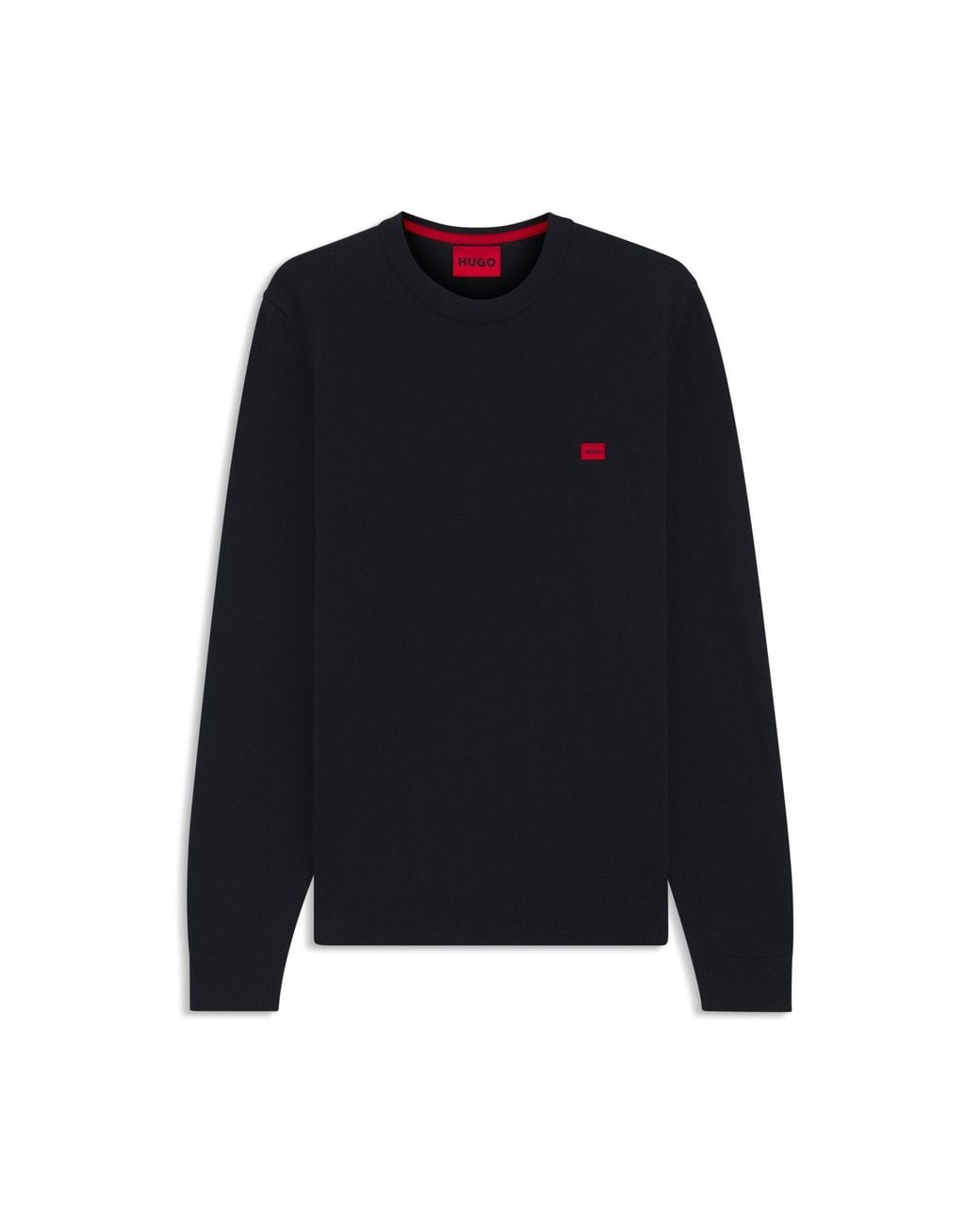HUGO Blue Cotton Sweater With Logo Label for men