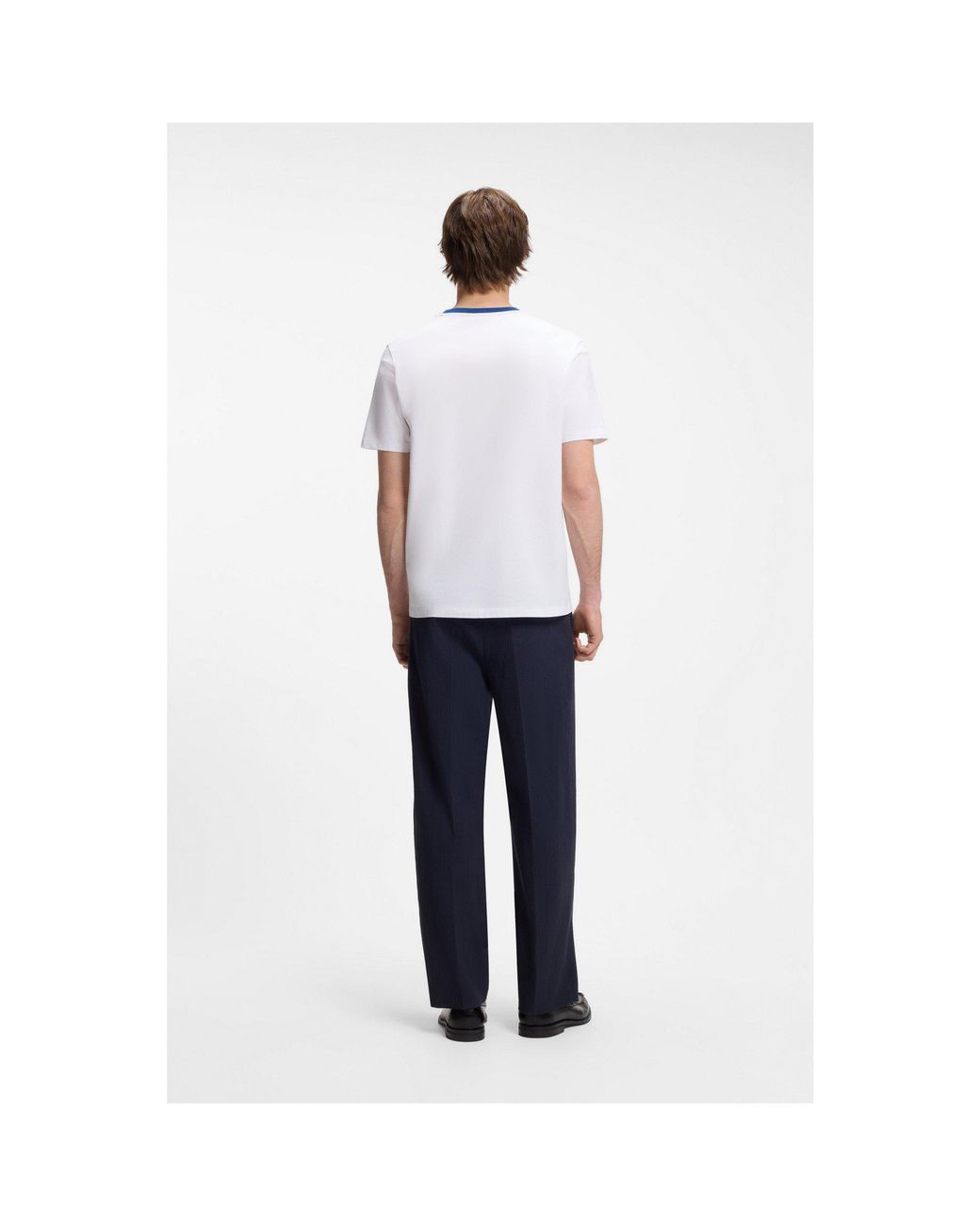 HUGO White Cotton T-Shirt With Printed Stripes for men