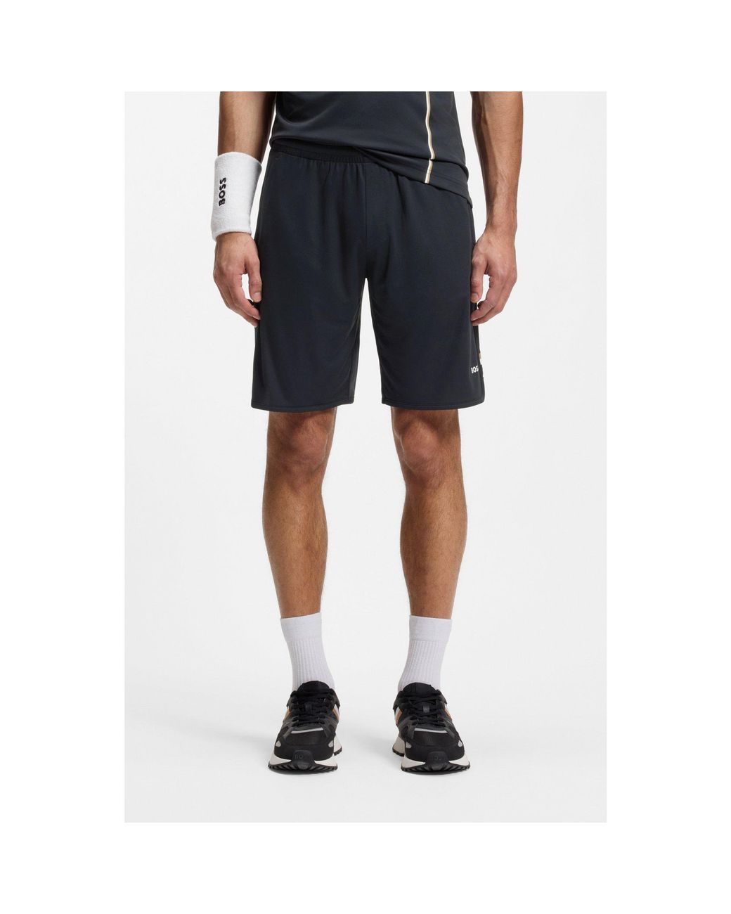Boss Blue Active Stretch-Fabric Shorts With Mesh Pocket Bags for men