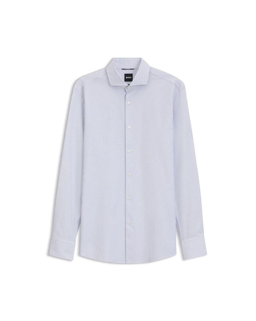 Boss White Striped Slim-Fit Business Shirt for men