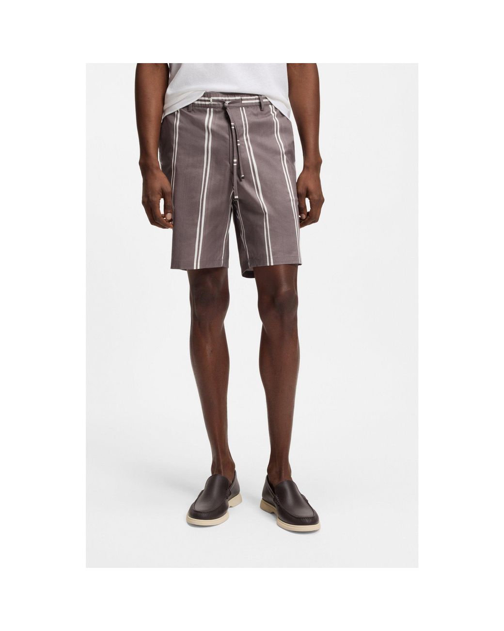 Boss Multicolor Stretch-Cotton Shorts With Printed Pattern for men
