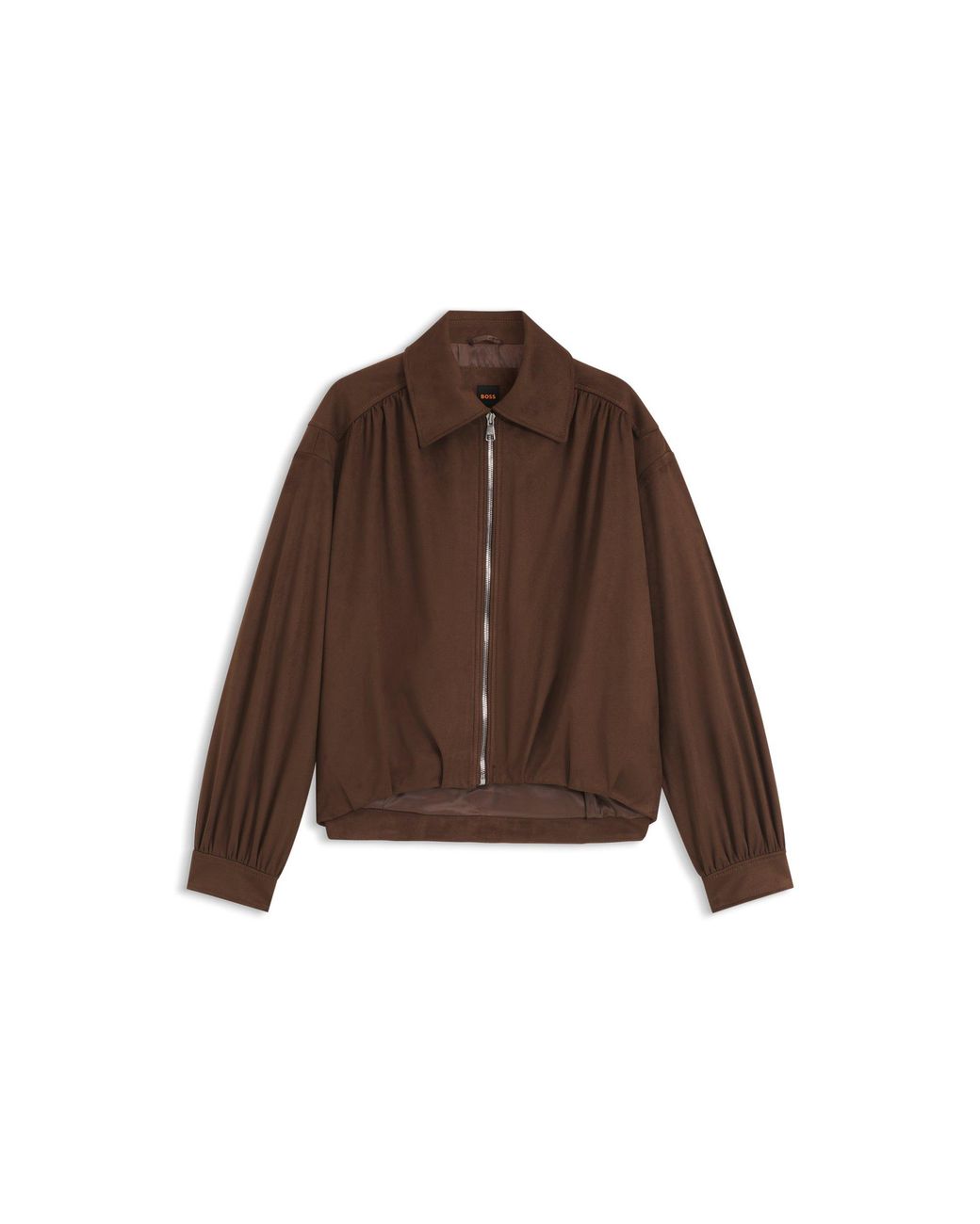 Boss Brown Relaxed-Fit Zip-Up Jacket
