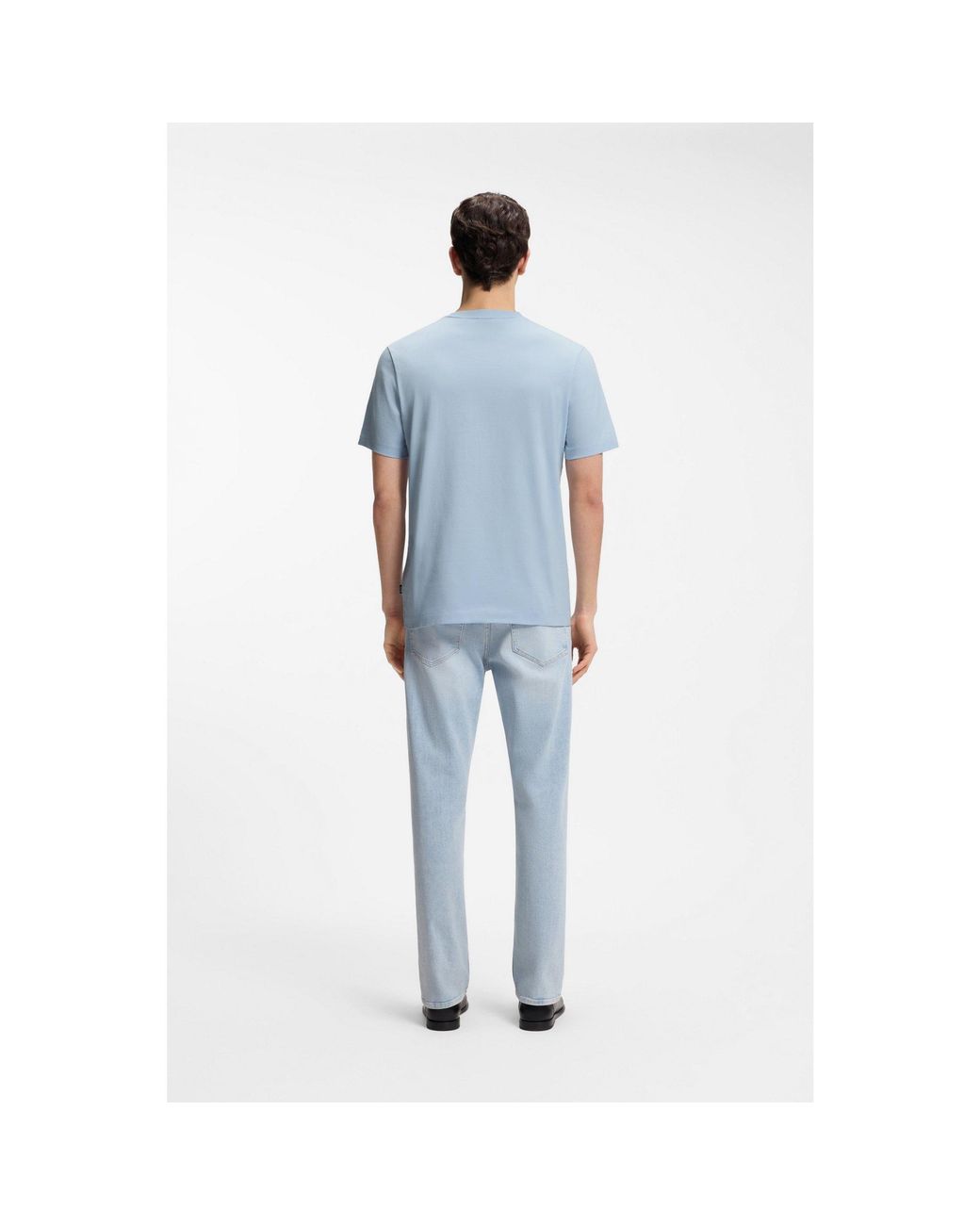 Boss Blue Cotton-Jersey T-Shirt With Logo Detail for men