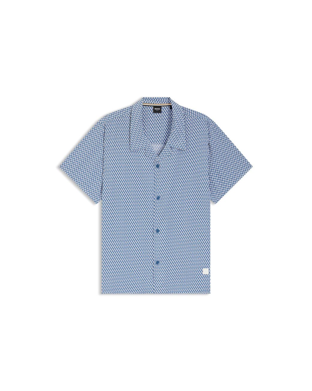 Boss Blue Regular-Fit Shirt With All-Over Print for men