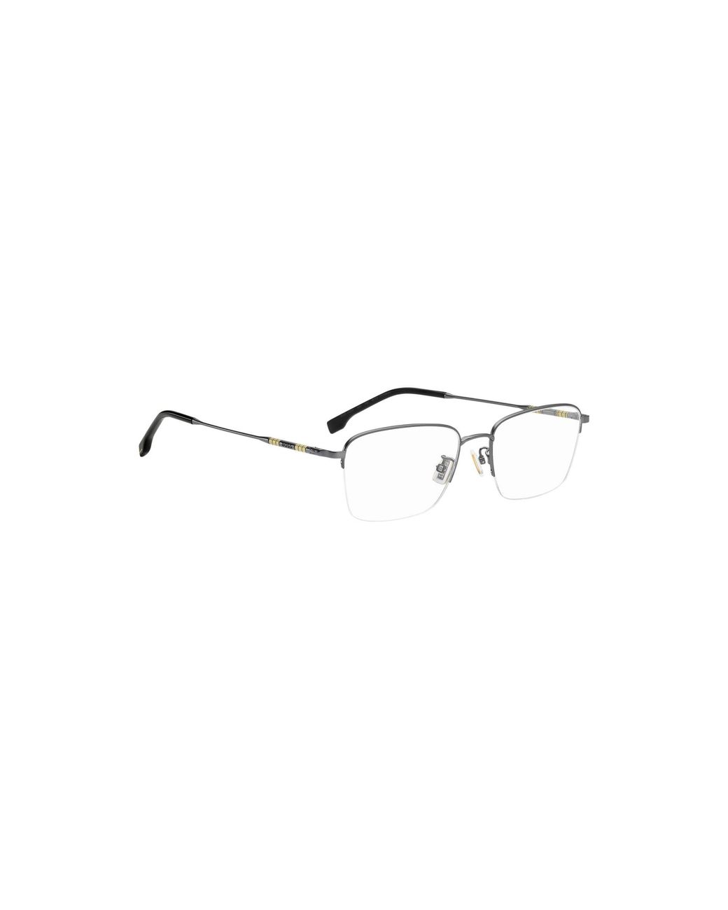 Boss Metallic Half-Rim Optical Frames With Tubular Temples for men