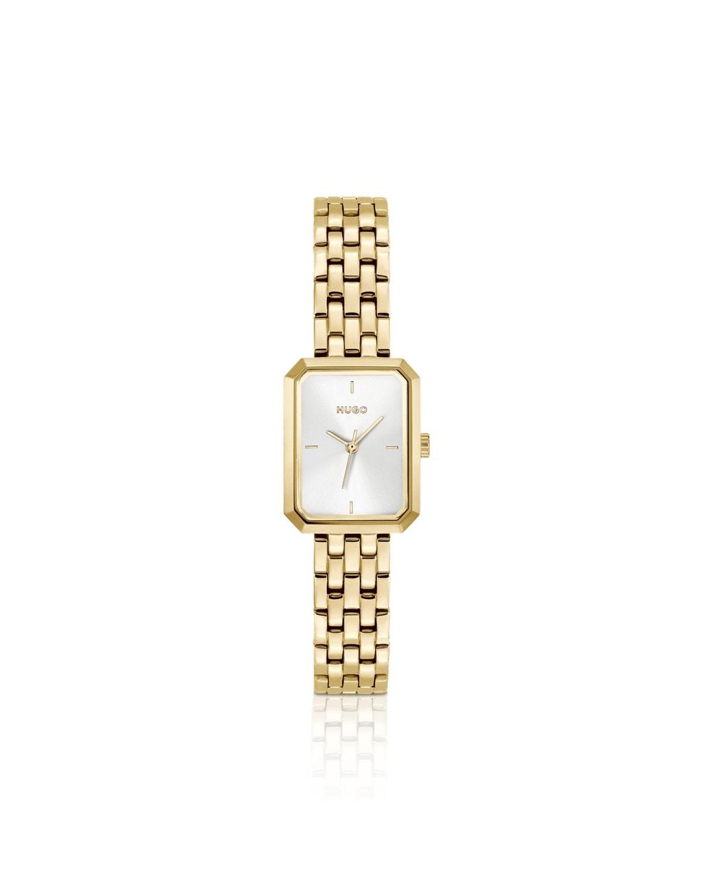 HUGO Metallic Three Hand Quartz Movement Watch For Women #cosy Collection With Light Yellow Gold Stainless Steel Bracelet - 1540179
