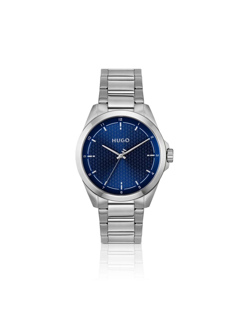 HUGO Blue Seam Stainless-Steel Watch With Textured Dial for men