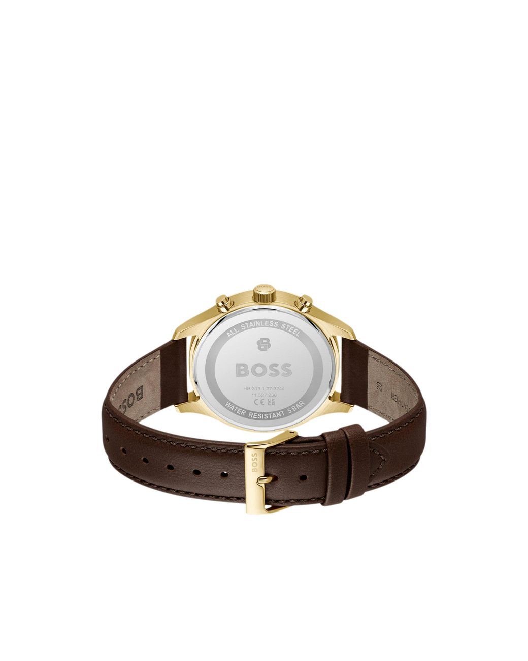 Boss White Stratus Chronograph Watch With Leather Strap for men