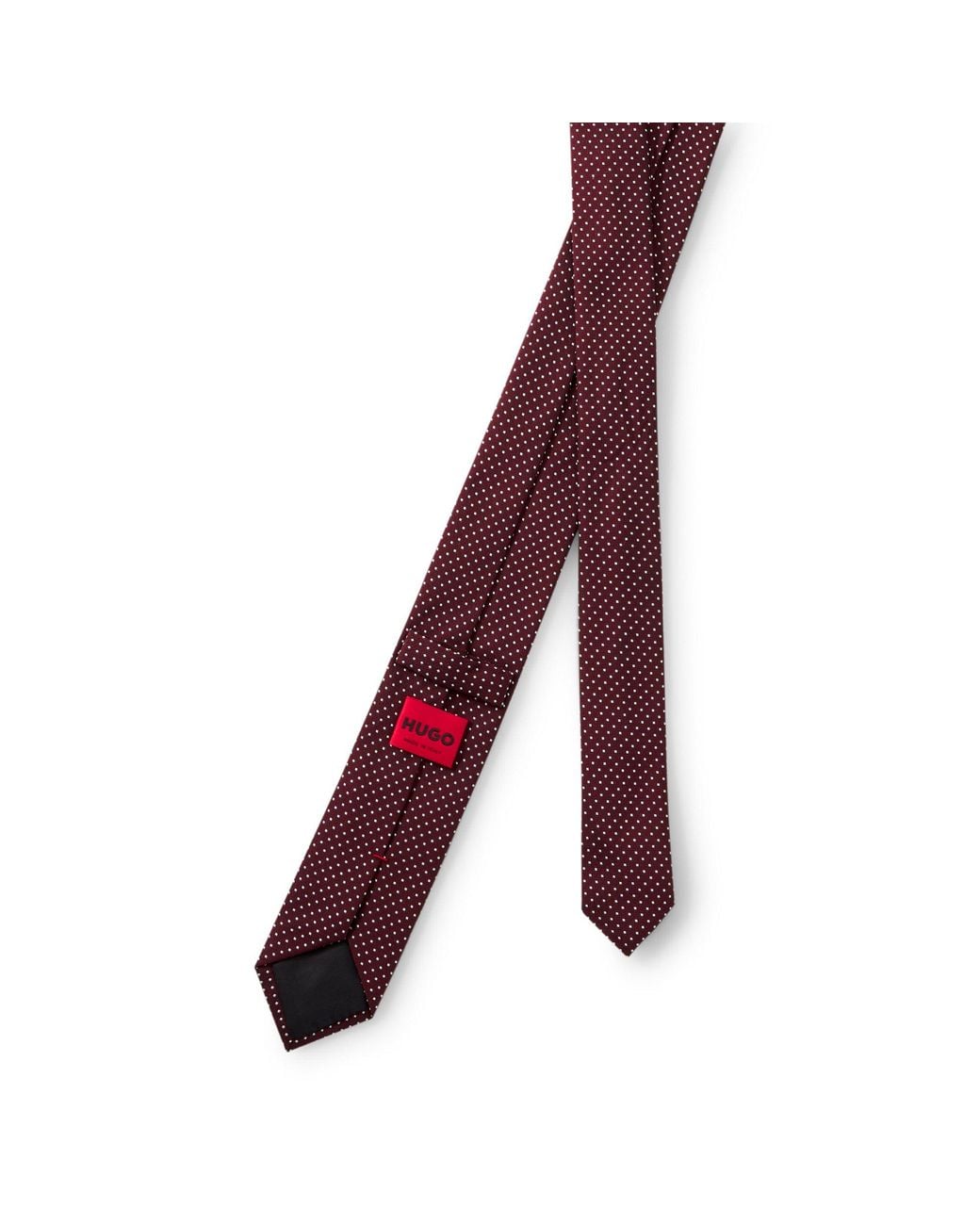 HUGO Purple Jacquard-Woven Silk-Blend Tie With Dot Motif for men