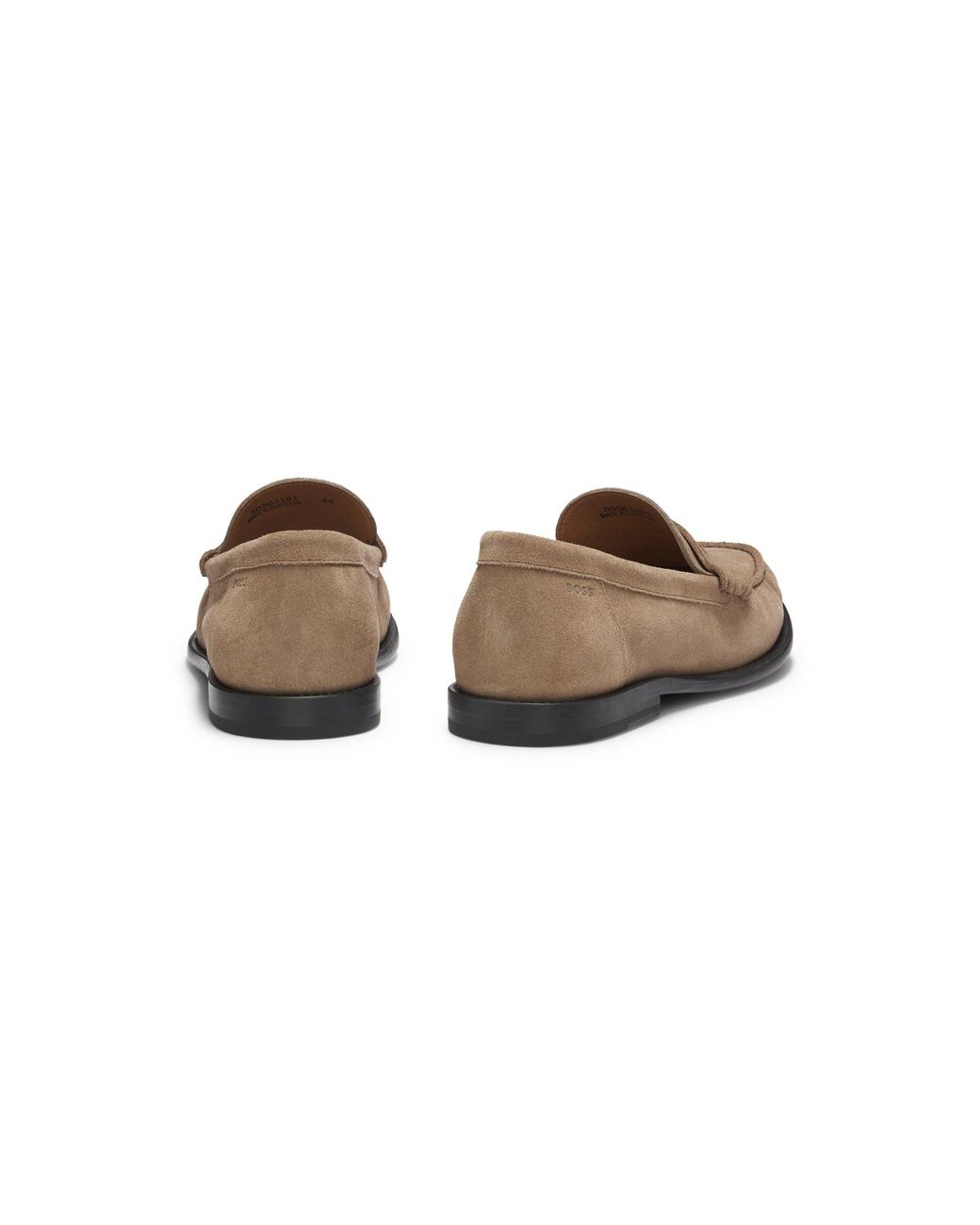 Boss Brown Suede Moccasins With Penny Trim And Emed Logo for men
