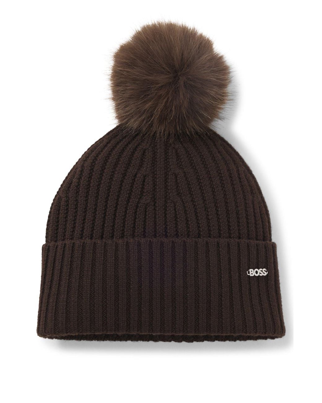 Berretto A Coste di Boss in Brown