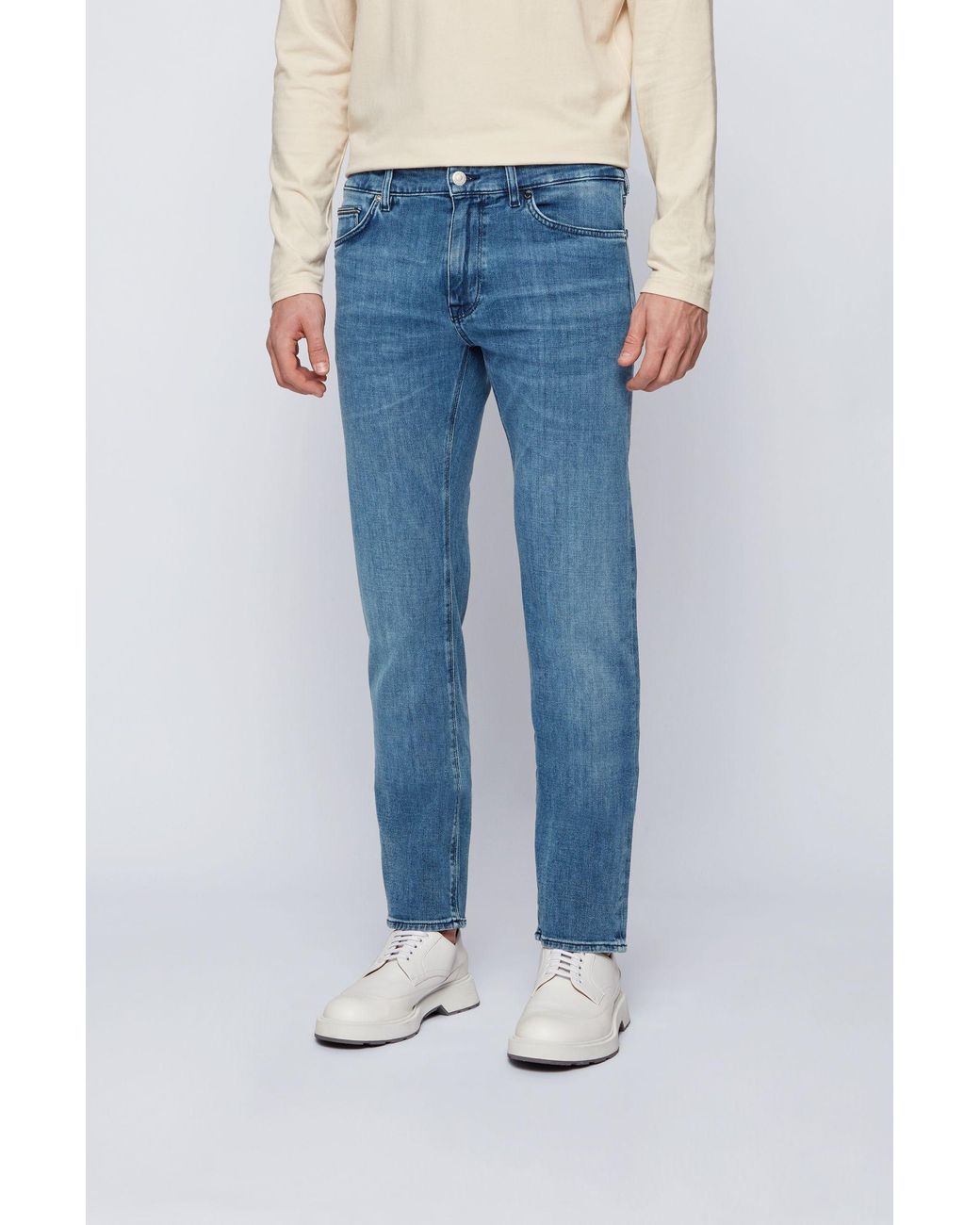 BOSS by Hugo Boss Regular Fit Jeans In Blue Cashmere Touch Denim for Men - Lyst