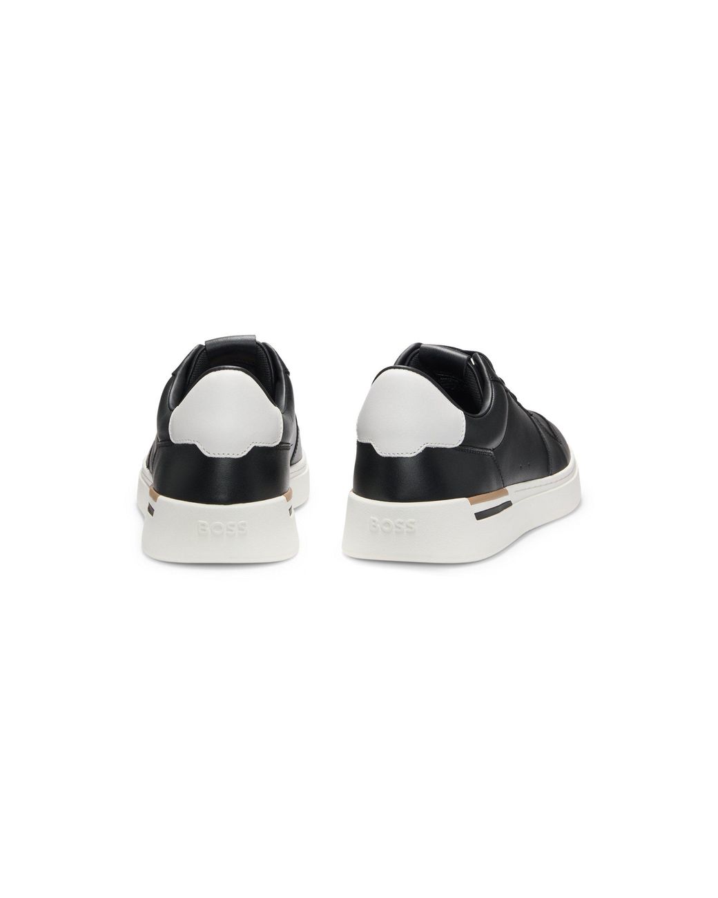 Boss Black Leather Trainers With Contrast Logos for men