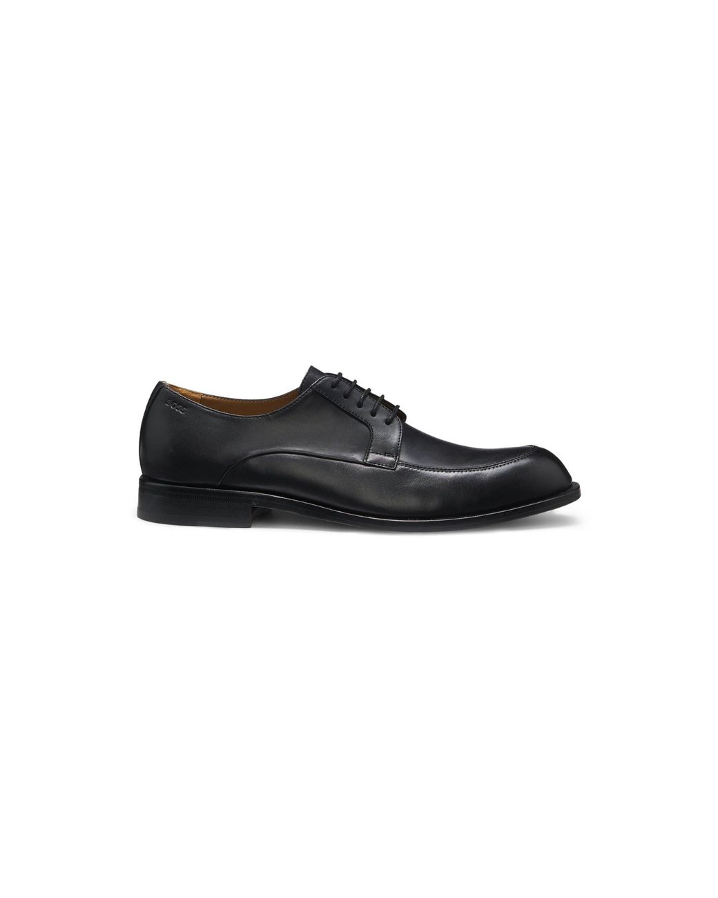 Boss Black Leather Derby Shoes With Emed Logo for men