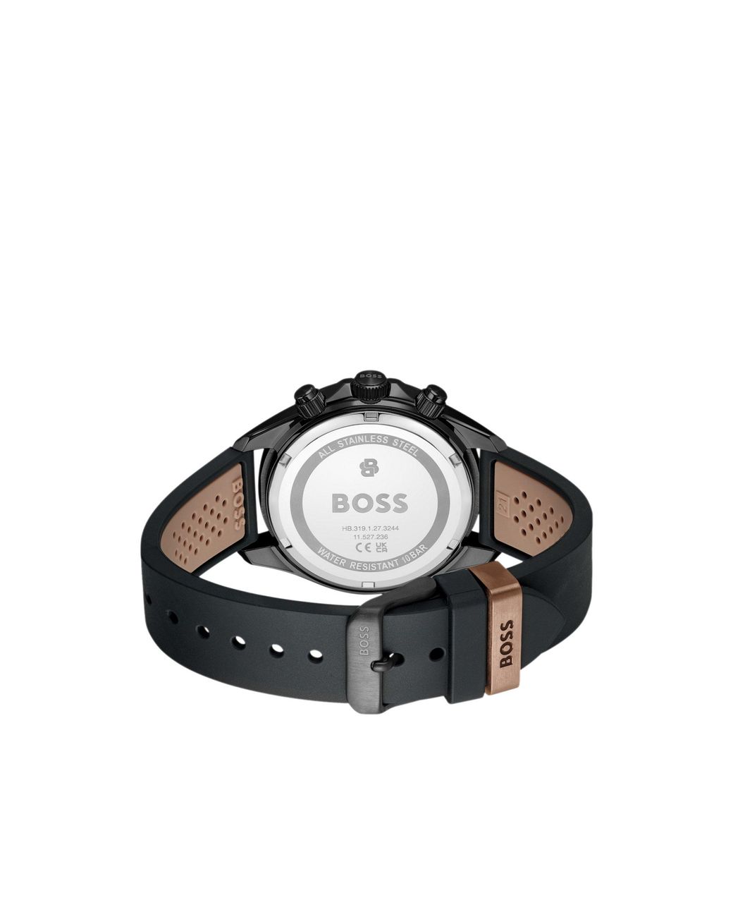 Boss Black Letic-Plated Watch With Perforated Silicone Strap for men