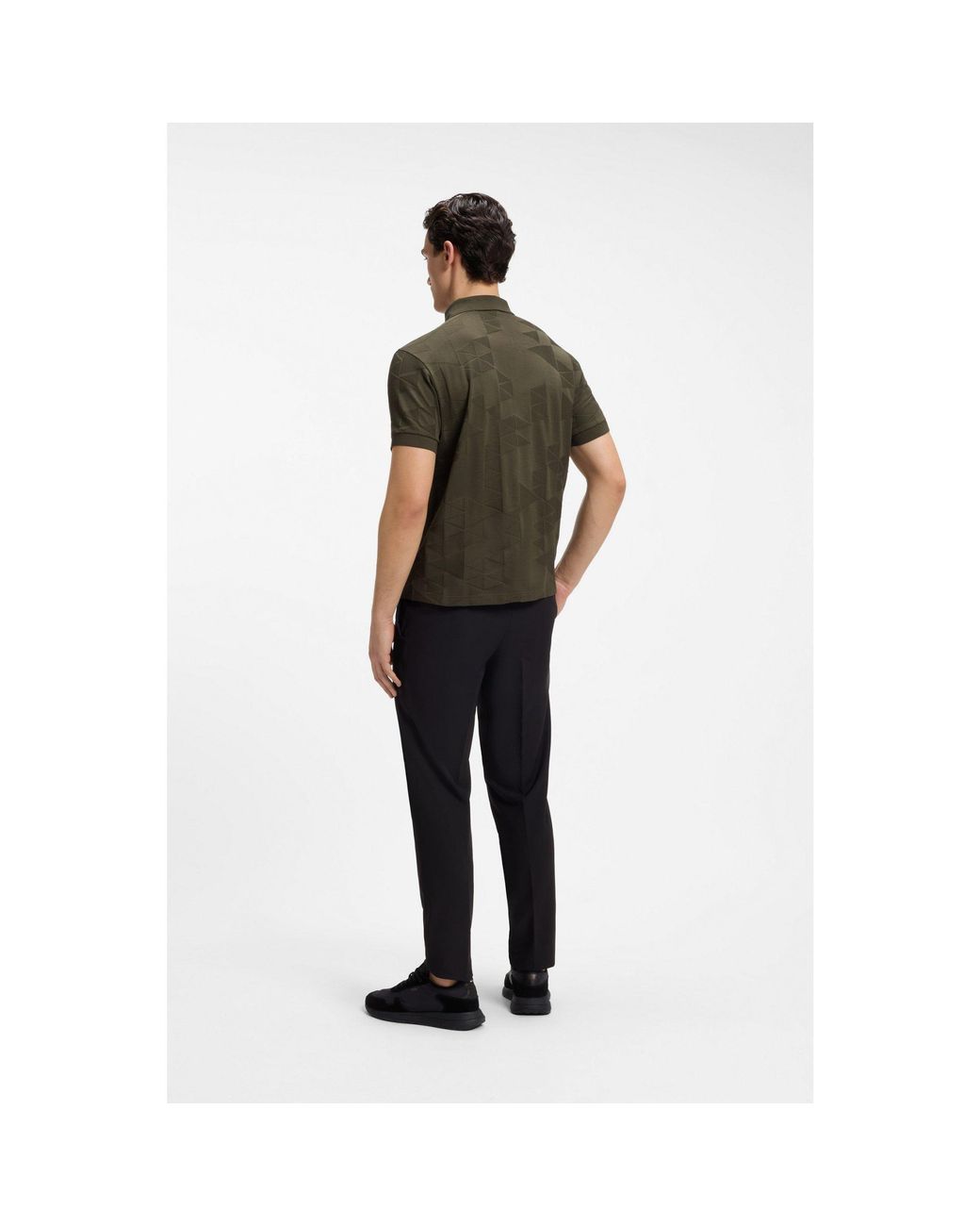 Boss Green Regular-Fit Cotton Knit Polo With 3D Jacquard Design for men