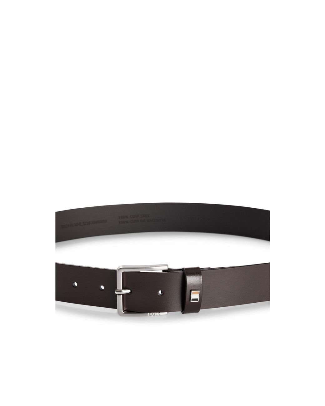 HUGO Black Italian-Leather Belt for men