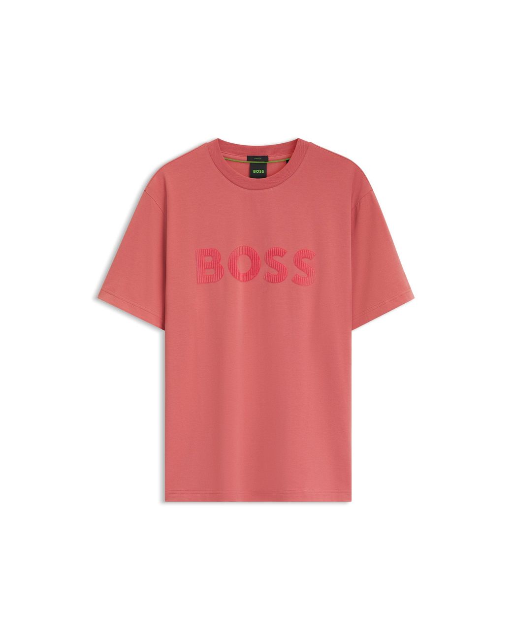 Boss Pink Tonal Flock-Logo T-Shirt for men