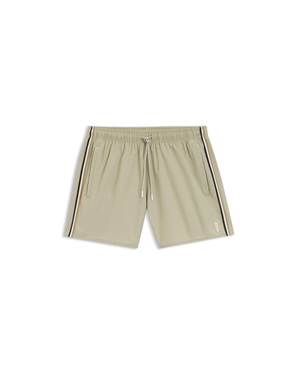 Boss Green Swim Shorts With Signature Stripe And Logo for men