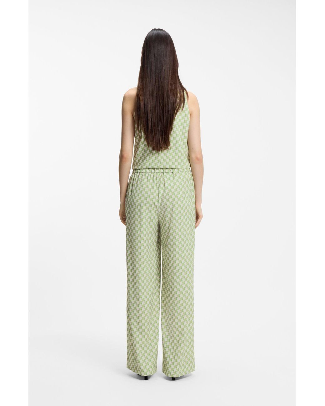 HUGO Relaxed-Fit Broek Met All-Over-Print in het Green