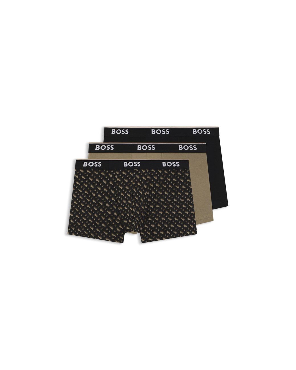 Boss Black Three-Pack Of Logo-Detail Trunks for men
