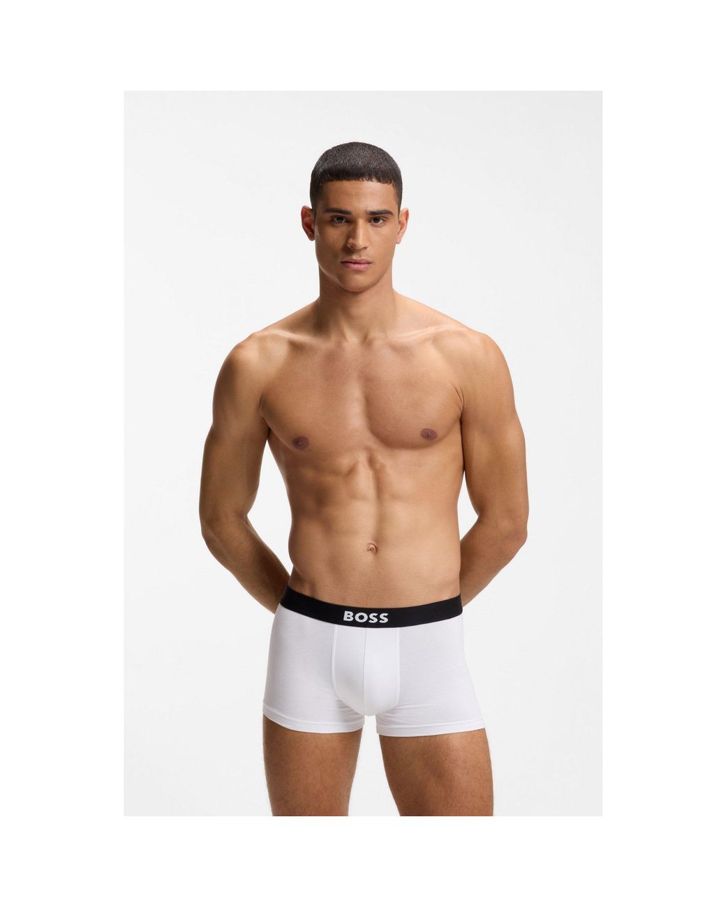 Boss Black Three-Pack Of Stretch-Cotton Trunks With Logo Waistbands for men