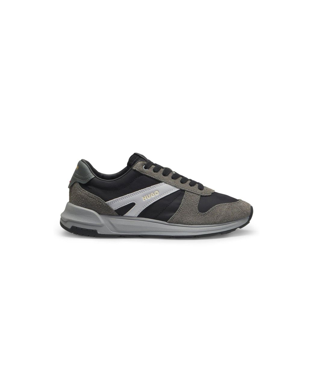 HUGO Black Suede-Trim Trainers for men